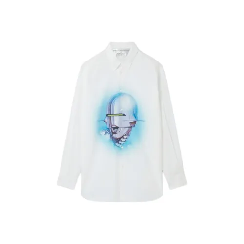 Stella McCartney Сексуальный Робот Принт Органический хлопок Boyfriend Рубашка Унисекс Белый