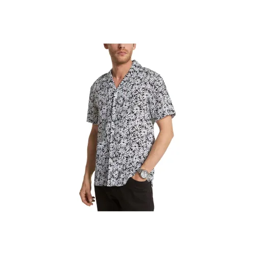 MICHAEL KORS Пальма С принтом льняная ткань короткая рукавная рубашка мужская черно-белая