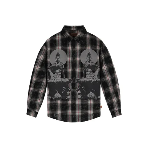 WHOOSIS STA Co Branded Модель Серо-белая клетка Унисекс Рубашки