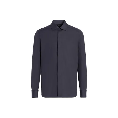 Ermenegildo Zegna Мужские рубашки морского синего цвета