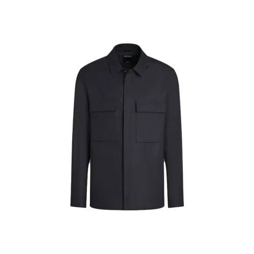 Ermenegildo Zegna Мужские рубашки морского синего цвета