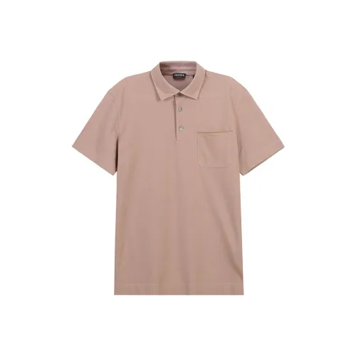 Ermenegildo Zegna Мужская рубашка поло коричневого и розового цвета