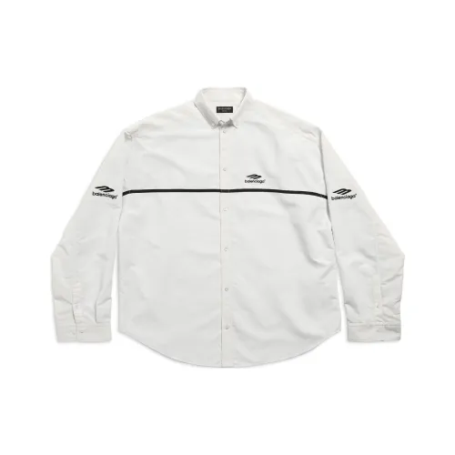 Balenciaga 3B Sports Icon Tracksuit Рубашка OVERSIZED Рубашка Свободный крой Мужской Белый