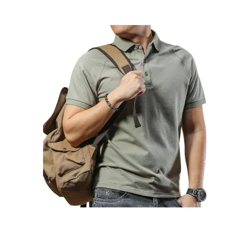 Seasonal Words Поло Мужское Серый Зеленый