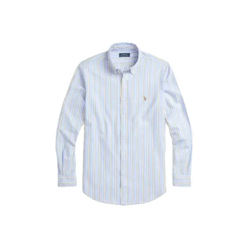 Polo Ralph Lauren Classic Fit Полосатый Oxford Рубашка Мужская Светло-Синяя