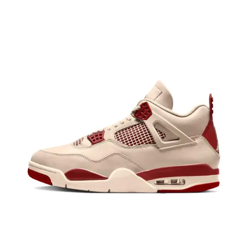 Jordan Air Джордан 4 Противоскользящий Устойчивый к износу MID Топ Винтажные баскетбольные кроссовки Женские Бежево-красный