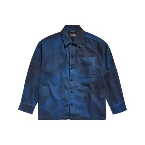 STAR RAW Vintage Морской Синий Мужская Рубашка