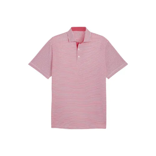 PUMA Isle Pique Golf Поло Мужское Гранат Розовый Белый Светлый