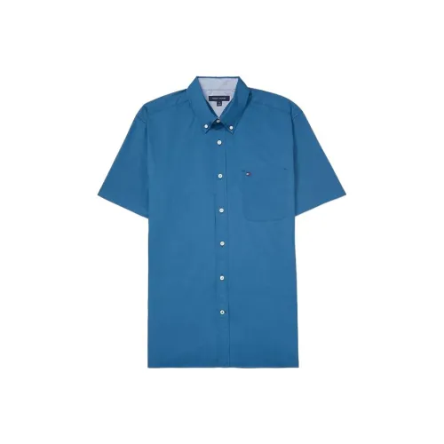 Tommy Hilfiger Seated Форма Твердый Рубашка Топы Рубашка Мужской Синий