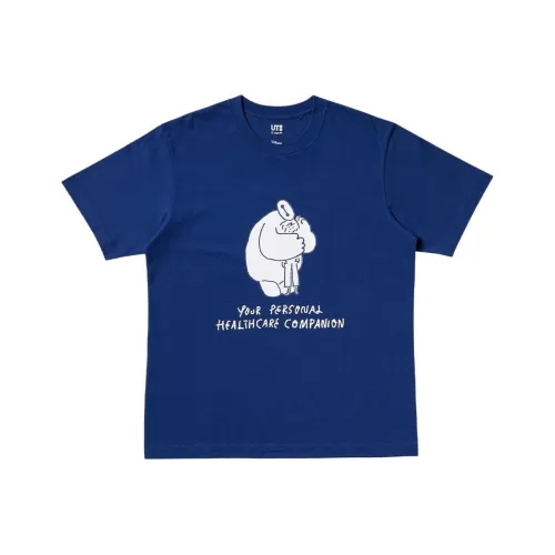 UNIQLO Yu Nagaba Collaboration Темно-синяя унисекс футболка