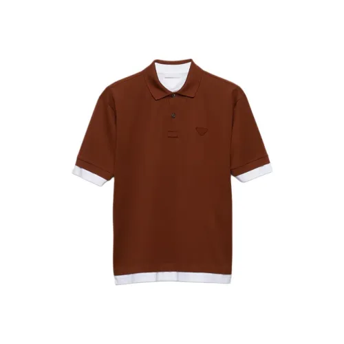 PRADA Хлопок Поло Мужское Коричневое