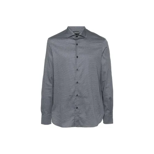 EMPORIO ARMANI SS24 Рубашка Мужская Оксфорд Синий