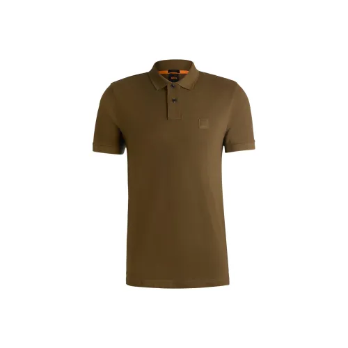 Hugo Boss Эластичный хлопок облегающий крой поло с логотипом патч поло мужской коричневый