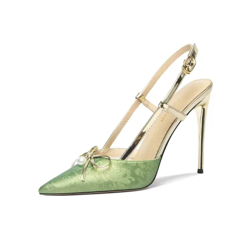 Lily Wei Облако Dwelling Poetic Письмо Узкий каблук Высокие каблуки Женские Зеленый