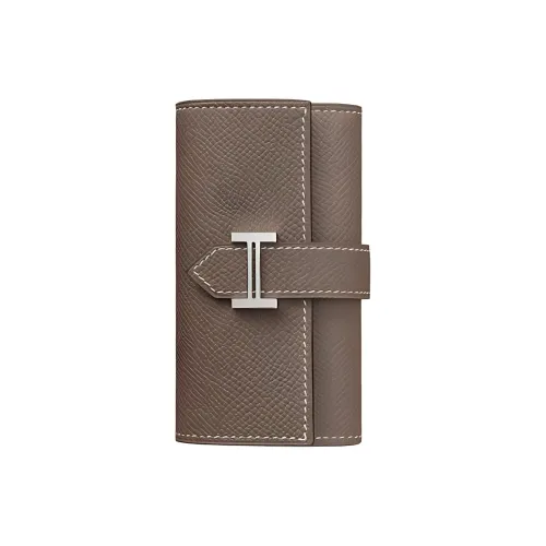HERMES Bearn Эпсомская кожа Key Pouch Женские 18 ÉToupe Слоновой серый
