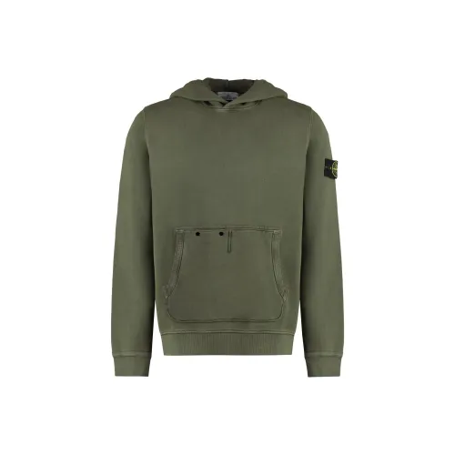 STONE ISLAND Оливково-зеленый Мужские Свитшоты