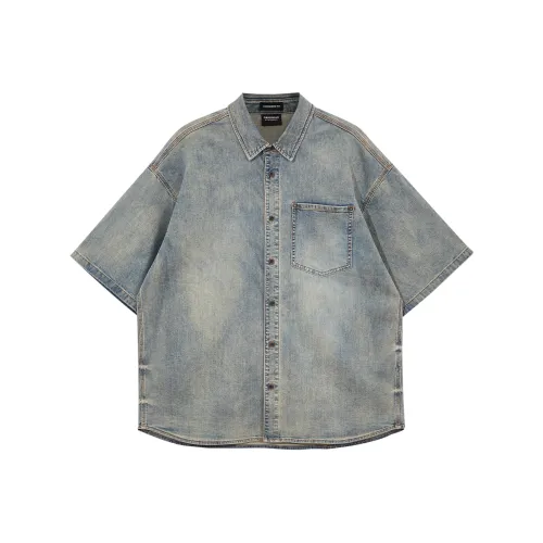 JACK JONES E39 Medium Blue Denim Men's Shirts JACK JONES E39 Средне-голубой деним Мужские рубашки