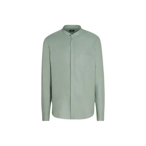 Ermenegildo Zegna Серый Зеленый Мужские Рубашки