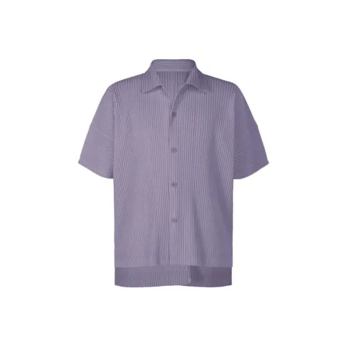 Homme Plissé Issey Miyake SS24 Рубашка Мужская Серый Фиолетовый