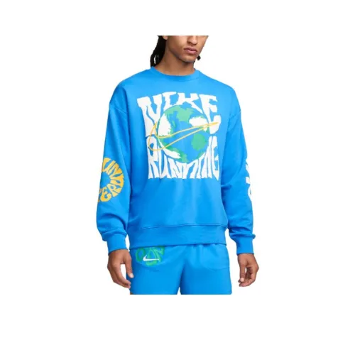 nike RUN Энергия Dri Fit Флис Бег CREW SWEATSHIRT Мужской Синий