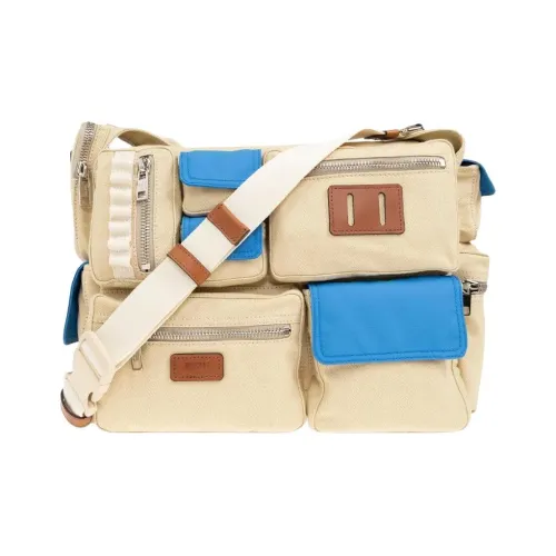 MOSCHINO Хлопок Плечевая сумка Стандартная Мужская Песочно-бежевая