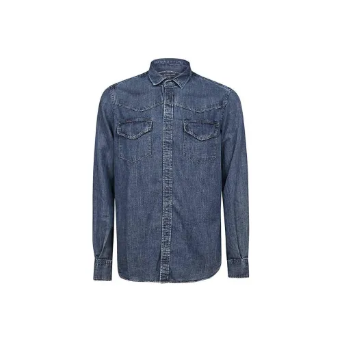 ORIGINAL VINTAGE STYLE Blue Men's Shirts  
ORIGINAL VINTAGE STYLE Синий Мужской Рубашки
