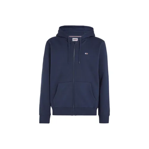 Tommy Hilfiger Organic Cotton Fleece Zip Thru HOODY Hoodie Sweatshirt Men's Marine Blue
