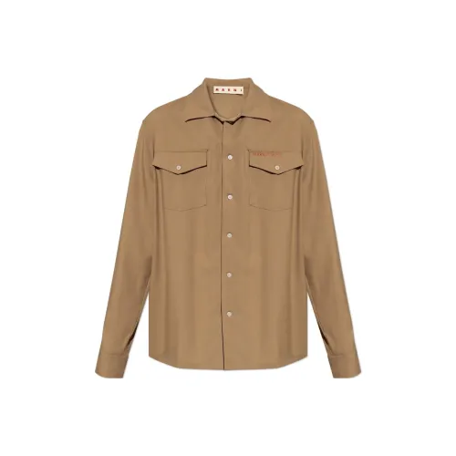 MARNI Светло-янтарный Мужские Рубашки
