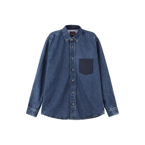 Hugo Boss Рубашка Мужская Джинсово-синяя