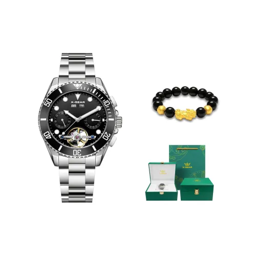 X Шестерня Автоматический Механический Механизм Мужские Часы 41 мм Черный