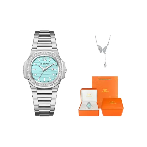 X Шестерня Кварцевый механизм Нержавеющая сталь Ремешок Часы Женские часы Синий циферблат