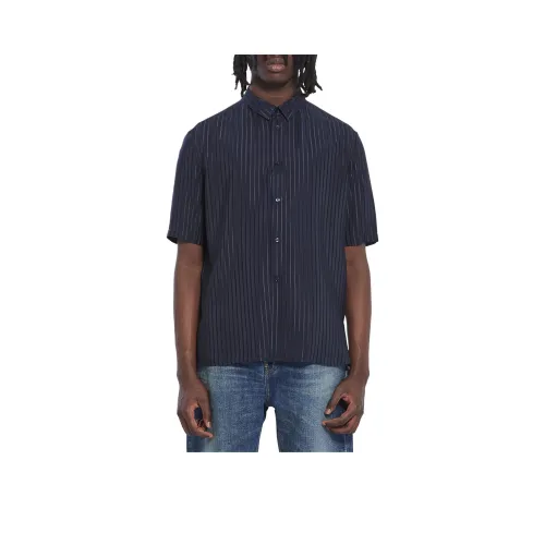 SAINT LAURENT Рубашка Мужская Темно-синяя