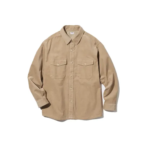 UNIQLO Однотонная рубашка унисекс бежевого цвета