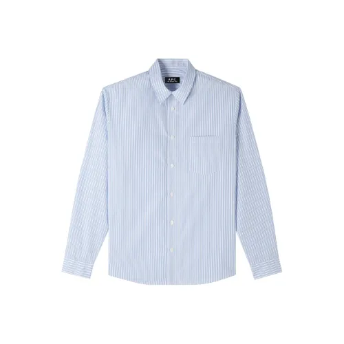 A.P.C. Joint Paragraph Blue Men's Shirts A.P.C. Joint Paragraph Синий Мужские Рубашки