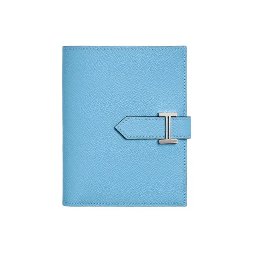 HERMES Bearn Epsom Телячья кожа Кошелек Женские 7N Celeste Небесно-голубой