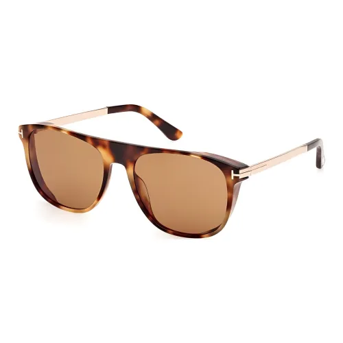 TOM FORD Металлический ацетат OVAL SUNGLASSES Мужской Черепаховый
