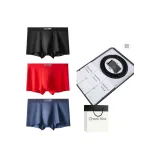 [904 Натуральная кожа Ремень] Бесшовный Модал [Черный+Красный+Королевский синий] 3 шт Нижнее белье Подарочная коробка Набор