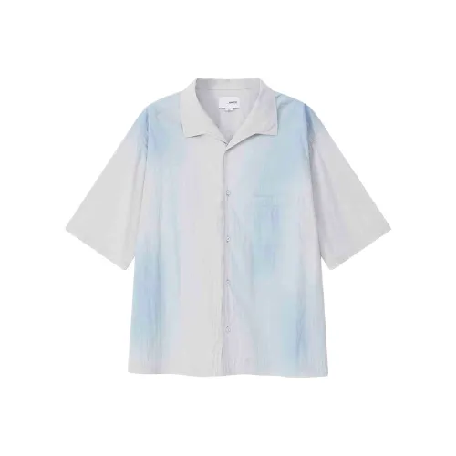 YOSHIYOYI Рубашка Унисекс Белая с синей окраской