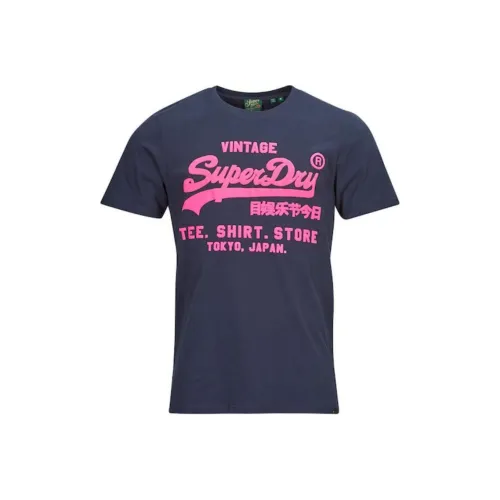 SUPERDRY Морской Синий Мужская Футболка