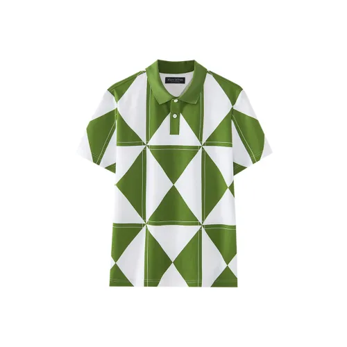 MARC OPOLO Поло Мужское Зеленое Геометрическое Цветочное