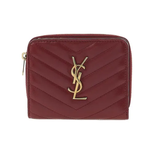 SAINT LAURENT Sheepskin Wallet Women's Red