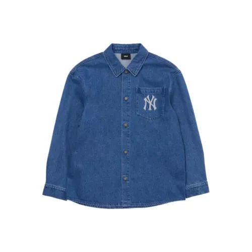 MLB New York Yankees Denim Coopers Mega Logo New York Yankees Denim Shirt Unisex Blue MLB Нью-Йорк Янкис Denim Coopers Mega Логотип Нью-Йорк Янкис Деним Рубашка Унисекс Синий