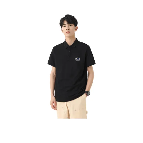 BALENO Бизнес Повседневный стиль Отложной воротник Свободный крой Удобный Стильный Модный С принтом Топ Короткий рукав Летний Мужской Черный