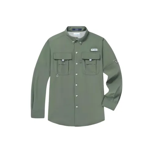 Columbia PFG Рубашка Унисекс Армейский зеленый