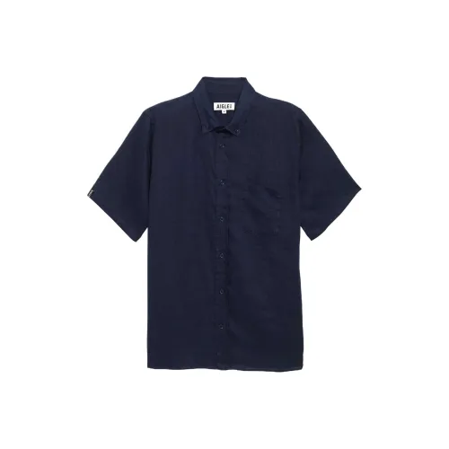 AIGLE Короткий рукав льняная ткань мужская рубашка