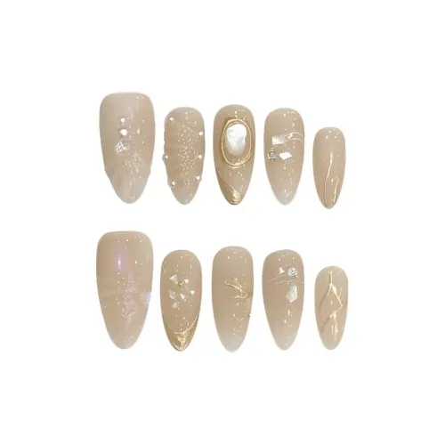 Yun Yue Joe Лето Heartfelt Кошачий глаз PURE Handcrafted Маленький False Nail Almond Nude Однотонный Coquette