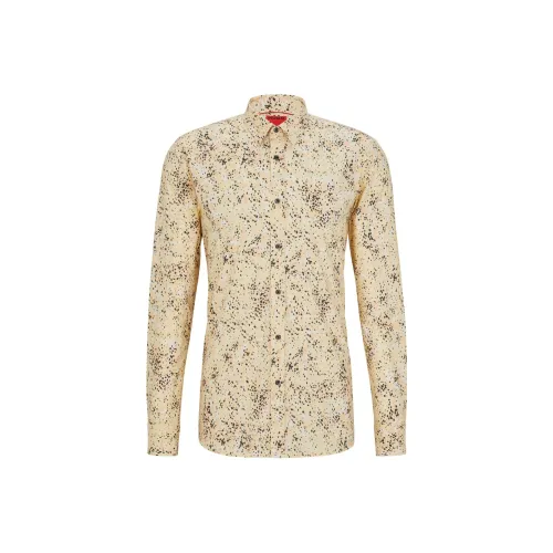 Hugo Boss Extra Slim Fit Рубашка с принтом "Далматинец" из эластичного хлопка мужская светло-бежевая