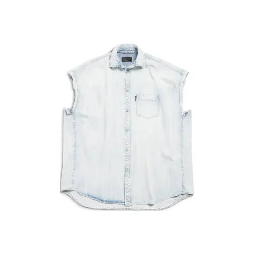 Balenciaga FW24 Рубашка Свободного кроя Мужская Светло-синяя