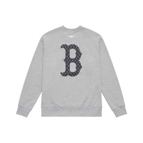 MLB MONOGRAM Коллекция Boston Red Sox 24FW Круглый вырез Свитшот Унисекс Светлый Серый