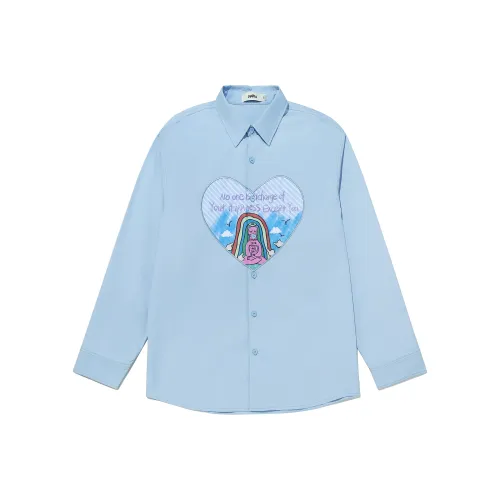 Guuka Пара Дофаминовая одежда Рубашка Пальто Свободный крой Унисекс Синий